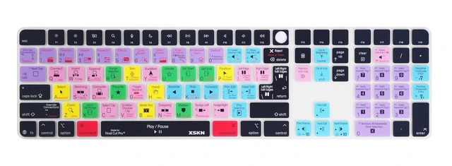 Alt view image 11 of 12 - XSKN Final Cut Pro Shortcuts EU&US Universal Version Silicone Keyboard Cover Skin for 2024 iMac 24 inch M4 Magic Keyboard with Touch ID and Numeric Keypad (A3119)