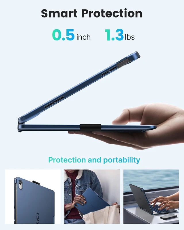 Alt view image 10 of 10 - typecase Flexbook Keyboard Case for iPad 11th (A16, 2025) and iPad 10th Gen (10.9", 2022) No Trackpad, 11-Color Backlight, 360 Rotatable, 7 Use Modes, Thin & Lightweight Midnight Blue