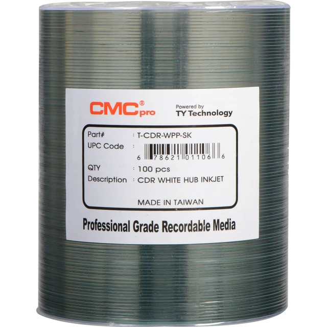Alt view image 3 of 4 - CMC Pro - Powered by TY 48x White Inkjet Hub Printable 80m/700mb CD-R in Tape Wrap - 100pk
