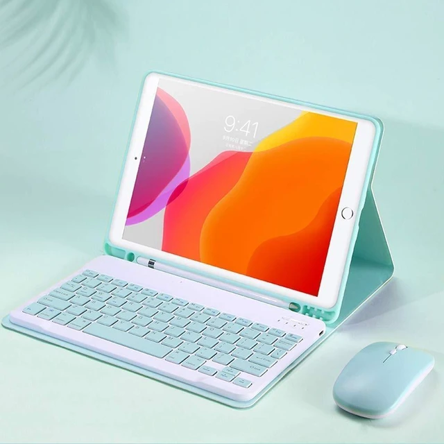 Alt view image 7 of 10 - AnMengXinLing Keyboard Case for iPad mini 5 with Mouse, Detachable Wireless Bluetooth Keyboard Pencil Holder Slim Leather Smart Cover for iPad mini 5th Gen 2019, Green
