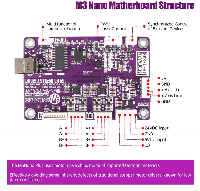 Alt view image 8 of 10 - XUNKUANER LIHUIYU CO2 Laser Controller Update M3 Nano Mainboard + Control Panel +Cable + Dongle A System for Co2 Laser Cutter Engarvering K40 (A Lock kit)