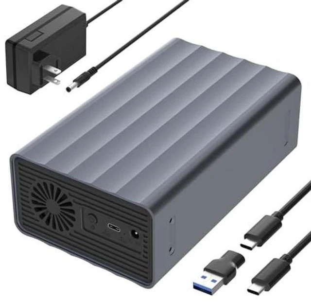 Alt view image 11 of 12 - 2 Bay Hard Drive Enclosure for 2.5"/3.5" SATA HDD/SSD Up to 48TB, Aluminum External HDD Enclosure with Cooling Fan, 5Gbps USB 3.0 Hard Drive Enclosure Storage DAS (NO RAID/NAS)