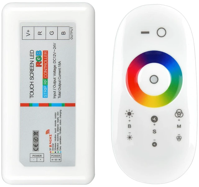 Alt view image 6 of 10 - 2.4GHz RF Touch Remote RGB LED Controller and Phone Adapter Touch Screen Dimmer for 5050 3528 RGB Flexible LED Strip Light (Support DC12V~24V)