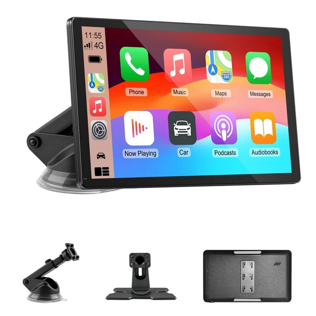Alt view image 11 of 12 - CarPlay Screen for Car, 9'' Wireless CarPlay & Android Auto - Smart Portable Touchscreen with Bluetooth/FM, Mirror Link, Voice Control, GPS Navigation, Plug & Play Car Play Screen, Silver