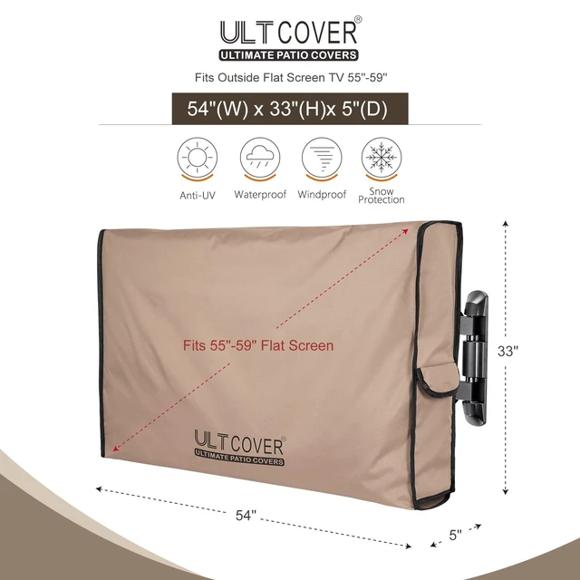 Alt view image 7 of 10 - ULTCOVER Waterproof Outdoor TV Cover for 55-59 inch Outside Flat Screen Televisions with Mounts and Stands