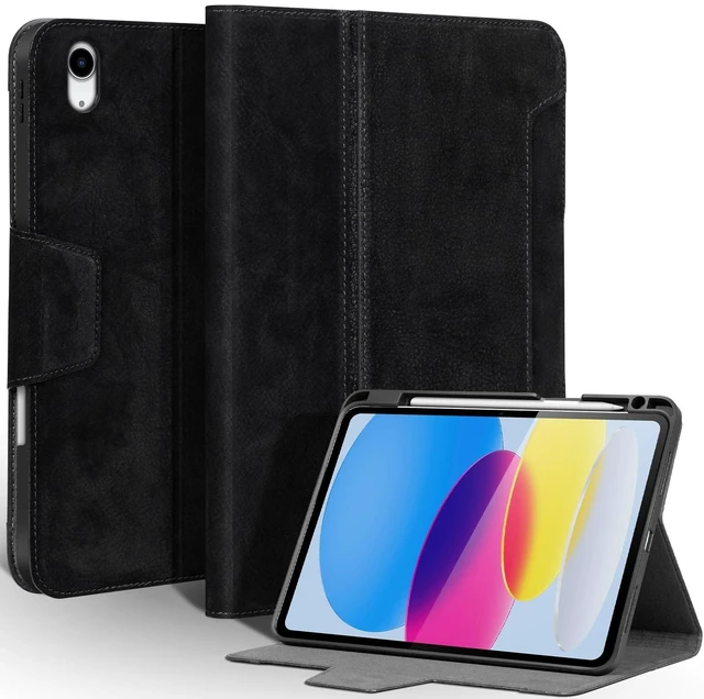 Alt view image 6 of 10 - Gexmil Leather Case for iPad (A16) 11th Generation 11 Inch 2025, iPad 10th Generation 10.9 Inch 2022,Protective Cover with Pencil Holder,Magnetic Closure,Auto Sleep/Wake,Sanded Black
