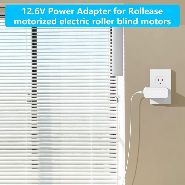 Alt view image 8 of 10 - 12.6V 1A Adapter Charger for All RollEase DC Motors #MTDCB-Charge Automate Li-ion (12VDC Version) Motorized Electric Roller Blinds Shades Charge Power Cord