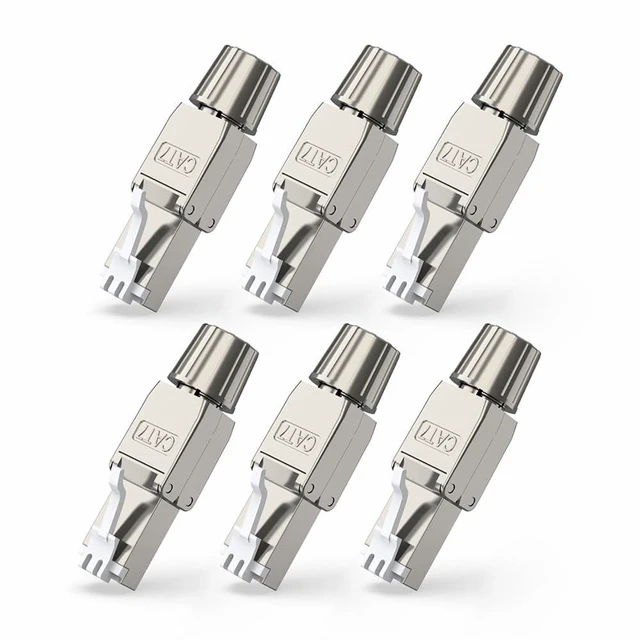 Alt view image 6 of 10 - ZOERAX Cat7 Cat6A RJ45 Connector 6-Pack, Tool-Free Zinc Alloy Shielded Ethernet Termination Plugs for Cat7 up to 23AWG Solid Bulk S/FTP Ethernet Cable