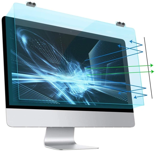 Alt view image 6 of 10 - MOSISO 23-24 inch Computer Blue Light Blocking Screen Protector for Diagonal 23,23.6,23.8,24 inch Monitor, Anti-Glare Double Sided Available Eye Protection Hanging Computer Screen Blue Light Blocker