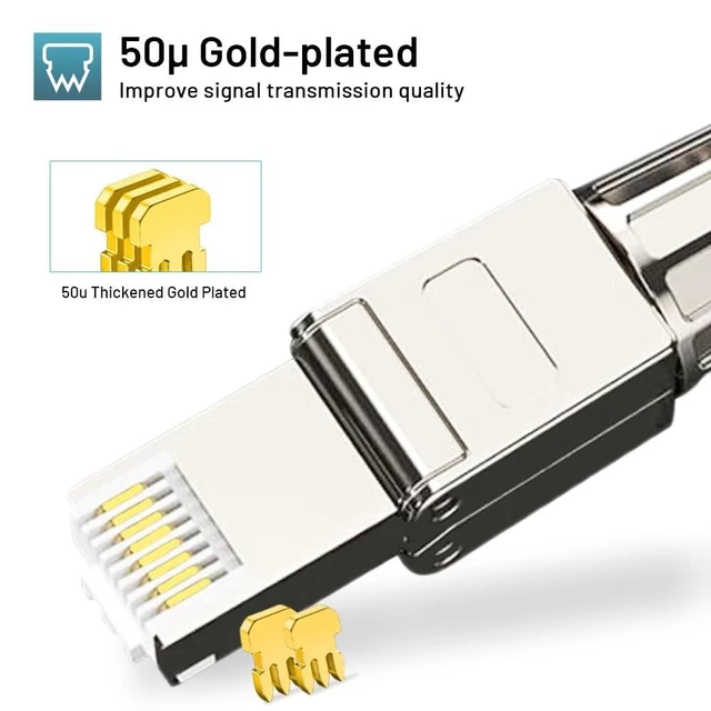 Alt view image 9 of 10 - ZOERAX Cat7 Cat6A RJ45 Connector 6-Pack, Tool-Free Zinc Alloy Shielded Ethernet Termination Plugs for Cat7 up to 23AWG Solid Bulk S/FTP Ethernet Cable