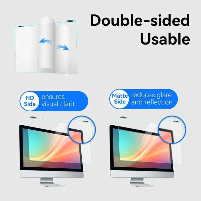 Alt view image 9 of 10 - MOSISO 23-24 inch Computer Blue Light Blocking Screen Protector for Diagonal 23,23.6,23.8,24 inch Monitor, Anti-Glare Double Sided Available Eye Protection Hanging Computer Screen Blue Light Blocker