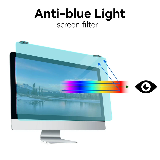Alt view image 7 of 10 - MOSISO 23-24 inch Computer Blue Light Blocking Screen Protector for Diagonal 23,23.6,23.8,24 inch Monitor, Anti-Glare Double Sided Available Eye Protection Hanging Computer Screen Blue Light Blocker