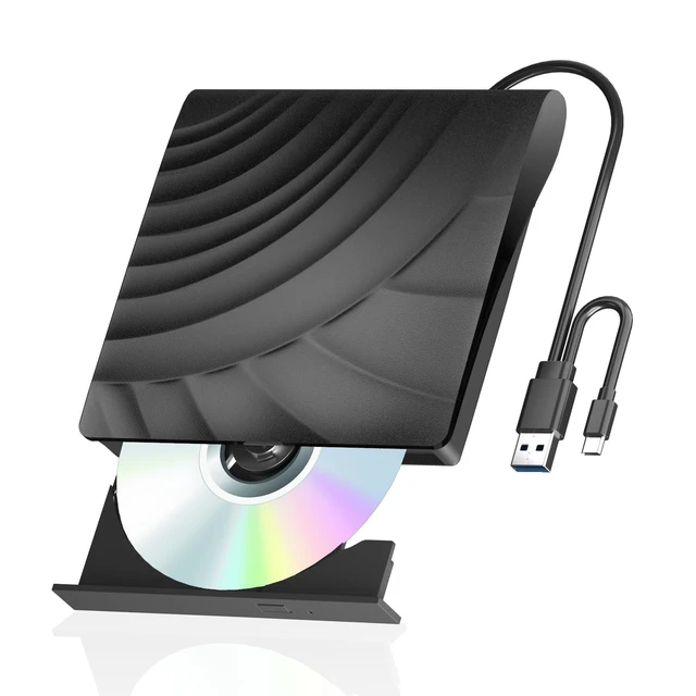 Alt view image 6 of 10 - External Blueray/DVD Drive for PC, Portable External Blu Ray Drive, USB 3.0 Type-C USB Blu Ray Drive External, Bluray Burner External and Blu Ray Player for PC Compatible with Mac OS Windows Linux