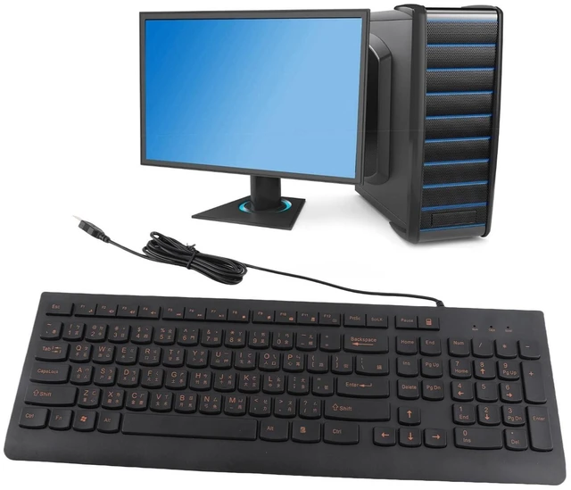 Alt view image 8 of 10 - Cuifati Bilingual Chinese English Wired Computer Keyboard, Chinese USB PC Keyboard Comfortable Hand Feel Silent Typing, 108-keys Full-Sized Keyboard for Home, Office, Plug and Play