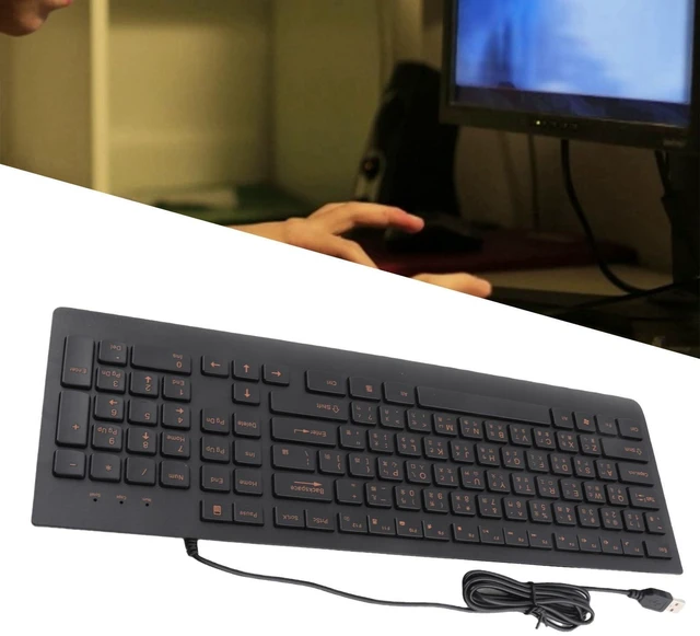 Alt view image 10 of 10 - Cuifati Bilingual Chinese English Wired Computer Keyboard, Chinese USB PC Keyboard Comfortable Hand Feel Silent Typing, 108-keys Full-Sized Keyboard for Home, Office, Plug and Play