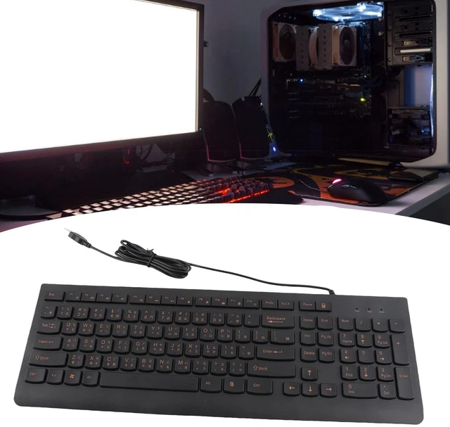 Alt view image 9 of 10 - Cuifati Bilingual Chinese English Wired Computer Keyboard, Chinese USB PC Keyboard Comfortable Hand Feel Silent Typing, 108-keys Full-Sized Keyboard for Home, Office, Plug and Play