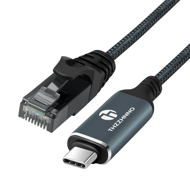 Alt view image 6 of 10 - Thzzhnno USB C to Ethernet Cable 30FT, Type C to RJ45 Gigabit LAN Network Cord,Directly Connected,Thunderbolt 3/4 Compatible for MacBook Pro/Air, iPad Pro, iPhone 15 Series,Galaxy S24, Windows