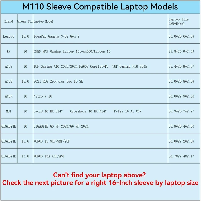Alt view image 7 of 10 - Smatree M110 Hard Protective 16 inch Laptop Sleeve Case Compatible for HP OMEN MAX 16/16t, ASUS Rog 2021/TUF F16/A16, Lenovo Ideapad 3/3i Gen 7, MSI Crosshair/Pulse/Sword 16, ACER Nitro V 16(X8318)