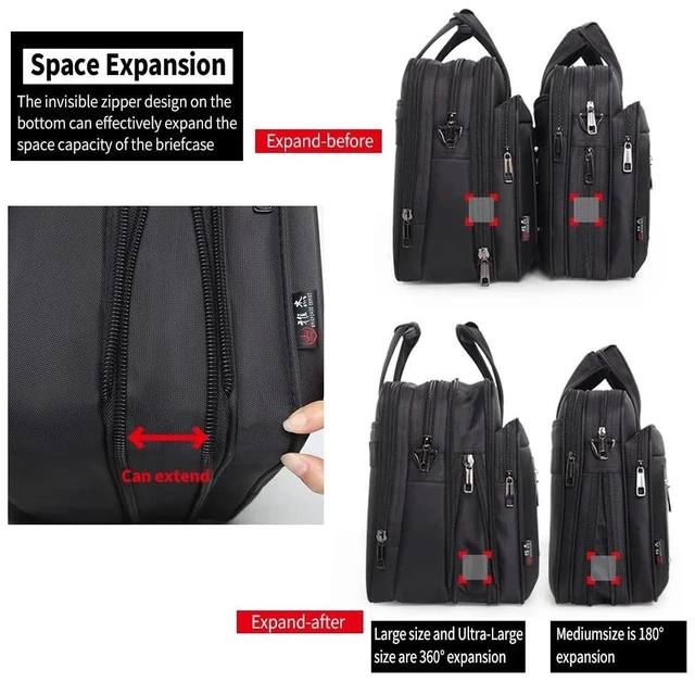 Alt view image 10 of 10 - YAJIE Men's X-Large Black Canvas Tote Laptop Bag, 19 Inch, Work Briefcase with Laptop Compartment, Water-Repellent, Limited