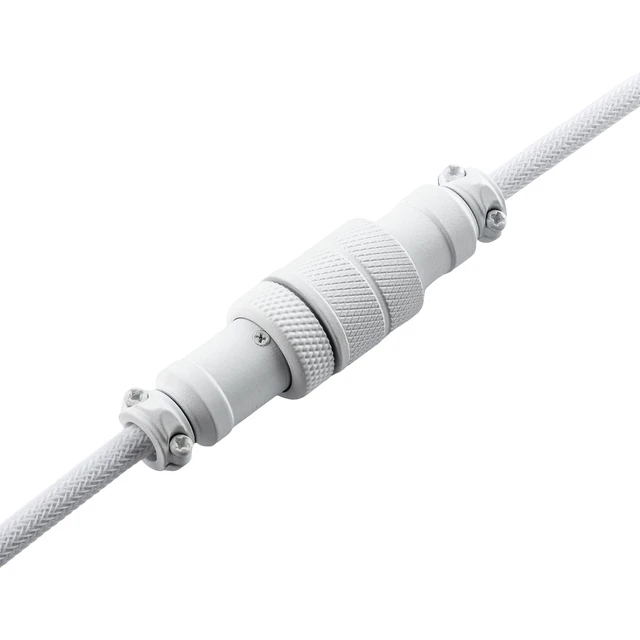 Alt view image 8 of 10 - GUNMJO Pro Custom Coiled USB C Cable for Gaming Keyboard, Metal Aviator Mechanical Keyboard Cable with Type C Angled, 1.5M USB-C to USB-A, White Color