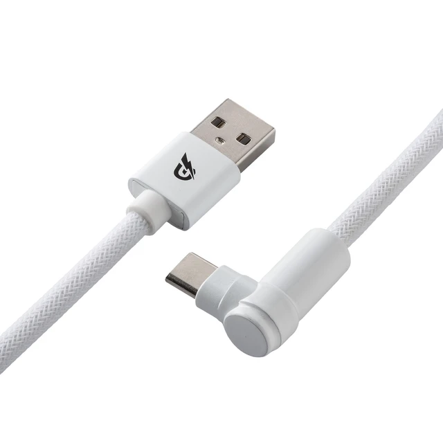 Alt view image 9 of 10 - GUNMJO Pro Custom Coiled USB C Cable for Gaming Keyboard, Metal Aviator Mechanical Keyboard Cable with Type C Angled, 1.5M USB-C to USB-A, White Color