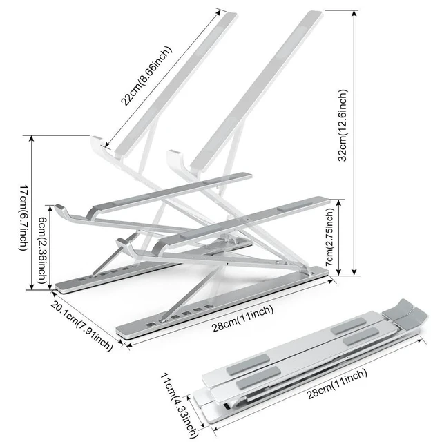 Alt view image 7 of 8 - ElfAnt Laptop Stand Adjustable Portable Aluminum for 10" - 17" Laptop Tablet
