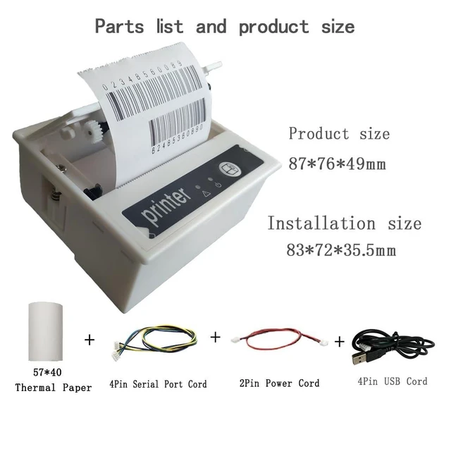 Alt view image 10 of 10 - PRIMUZ Embedded Thermal Small Ticket Printer 58MM Serial Port Printing Support for Secondary Development TTL/RS232 Printing Module