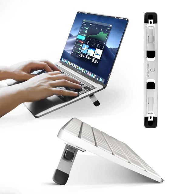 Alt view image 6 of 10 - ProRiser by PostureUp Self-Adhesive Non-Scratch Aluminum Laptop & Keyboard Stand for Desk, 1.75 & 3in Elevation, Adjustable Computer Stand, Laptop Riser for Up to 20in Laptops and Keyboards