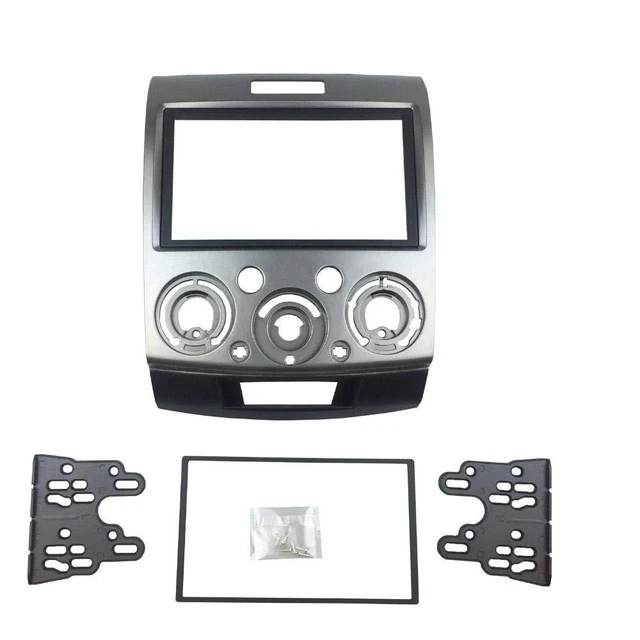 Alt view image 5 of 8 - YuYue Radio Stereo Panel for Ford Everest Ranger Mazda BT-50 BT50 2 Din Car Radio Frame Fasciaascia Panel DVD Stereo CD Panel Dash Mount Refit Installation Trim Kit Frame (Silver)