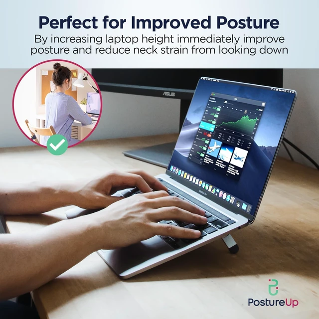 Alt view image 8 of 10 - ProRiser by PostureUp Self-Adhesive Non-Scratch Aluminum Laptop & Keyboard Stand for Desk, 1.75 & 3in Elevation, Adjustable Computer Stand, Laptop Riser for Up to 20in Laptops and Keyboards