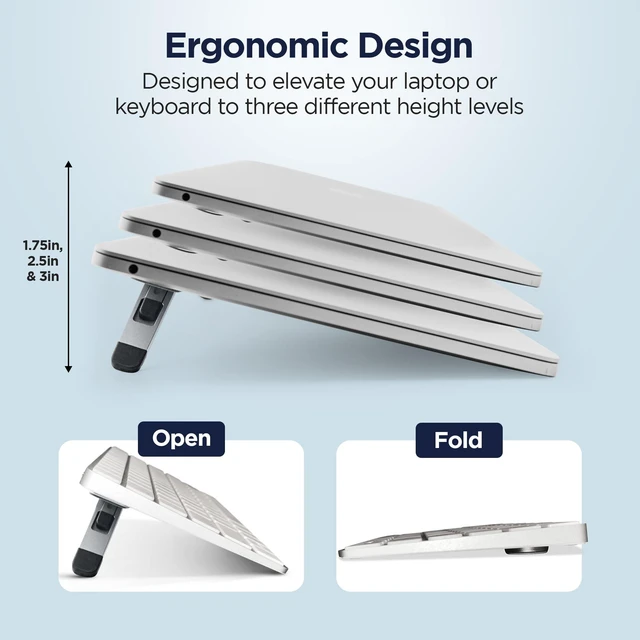 Alt view image 9 of 10 - ProRiser by PostureUp Self-Adhesive Non-Scratch Aluminum Laptop & Keyboard Stand for Desk, 1.75 & 3in Elevation, Adjustable Computer Stand, Laptop Riser for Up to 20in Laptops and Keyboards
