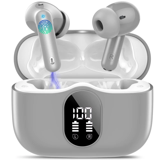 Alt view image 6 of 10 - True Wireless Earbuds Bluetooth Headphones HiFi Stereo Ear Buds,Fog Gray