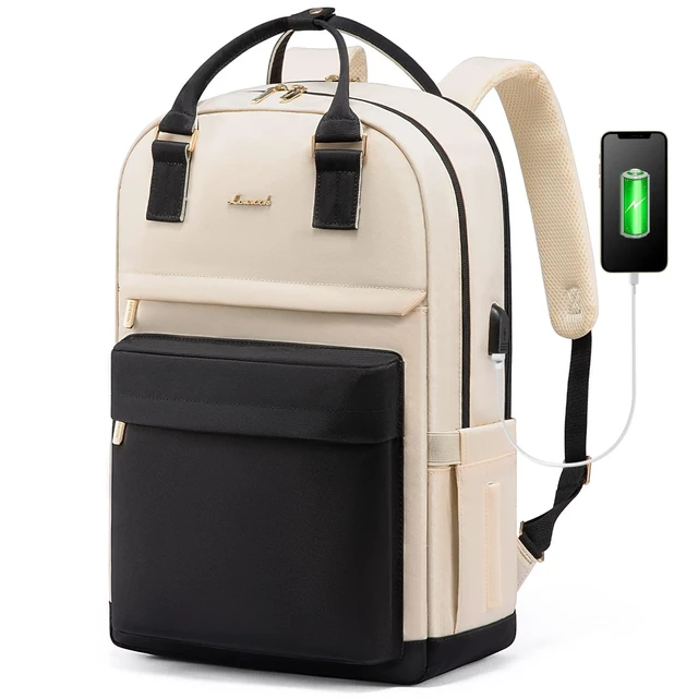 Alt view image 6 of 10 - LOVEVOOK Laptop Backpack for Women Men, 17.3 Inch Laptop Bag with USB Port Fashion Waterproof Backpacks Teacher Nurse Stylish Travel Bags Vintage Daypacks Bookbag for College School Work