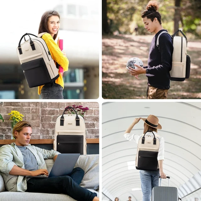Alt view image 7 of 10 - LOVEVOOK Laptop Backpack for Women Men, 17.3 Inch Laptop Bag with USB Port Fashion Waterproof Backpacks Teacher Nurse Stylish Travel Bags Vintage Daypacks Bookbag for College School Work