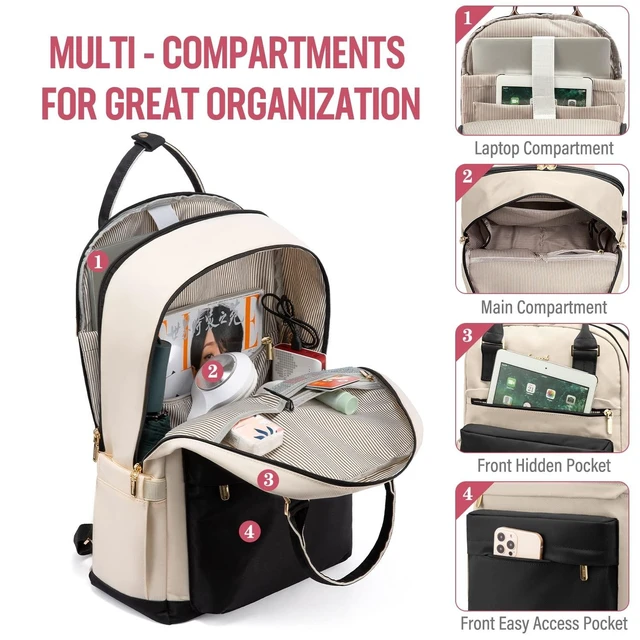 Alt view image 8 of 10 - LOVEVOOK Laptop Backpack for Women Men, 17.3 Inch Laptop Bag with USB Port Fashion Waterproof Backpacks Teacher Nurse Stylish Travel Bags Vintage Daypacks Bookbag for College School Work