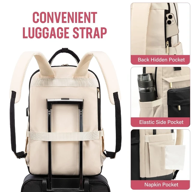 Alt view image 10 of 10 - LOVEVOOK Laptop Backpack for Women Men, 17.3 Inch Laptop Bag with USB Port Fashion Waterproof Backpacks Teacher Nurse Stylish Travel Bags Vintage Daypacks Bookbag for College School Work