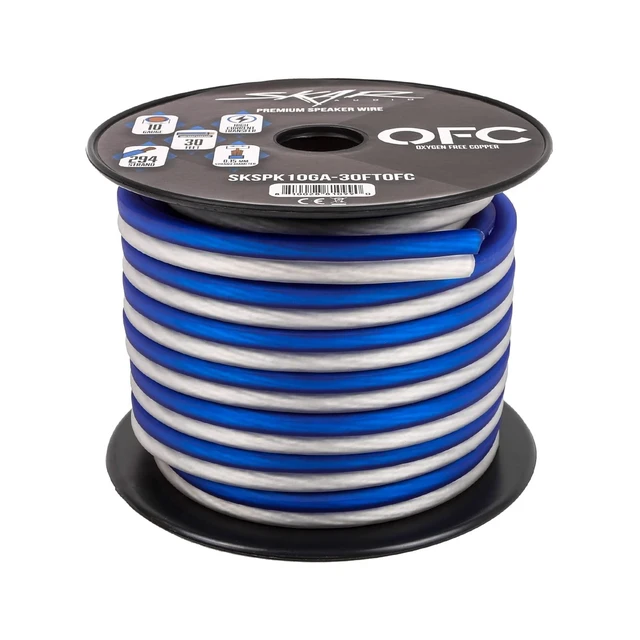 Alt view image 8 of 10 - Skar Audio 10 Gauge (AWG) Elite Oxygen-Free Copper Audio Speaker Wire - 30 Feet (Blue/White)