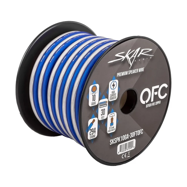 Alt view image 7 of 10 - Skar Audio 10 Gauge (AWG) Elite Oxygen-Free Copper Audio Speaker Wire - 30 Feet (Blue/White)