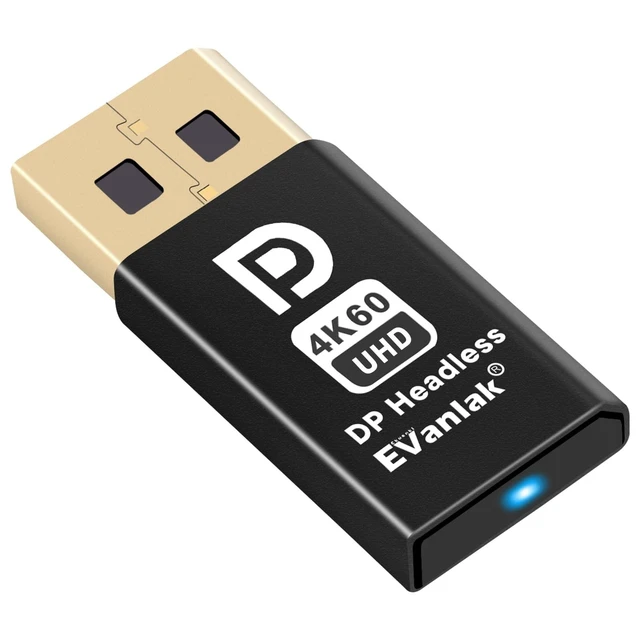 Alt view image 8 of 10 - EVanlak DisplayPort 4k60Hz Headless Ghost Display Emulator for PC DP Dummy Plug -fit Headless 1080@120Hz-4096x2160@60hz FHD-3Pack