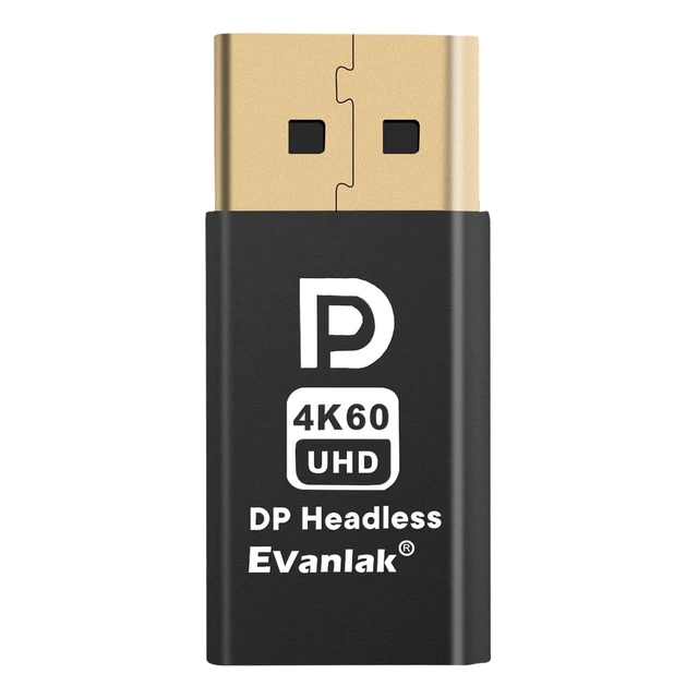 Alt view image 7 of 10 - EVanlak DisplayPort 4k60Hz Headless Ghost Display Emulator for PC DP Dummy Plug -fit Headless 1080@120Hz-4096x2160@60hz FHD-3Pack