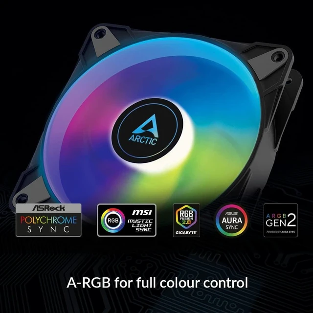 Alt view image 7 of 10 - ARCTIC P12 PWM PST A-RGB (3 Pack) - PC Fans, 120mm PWM Case Fan Optimized for Static Pressure, Semi-Passive: 2002000 RPM (0 RPM <5%), 5V 3 pin ARGB LED - Black