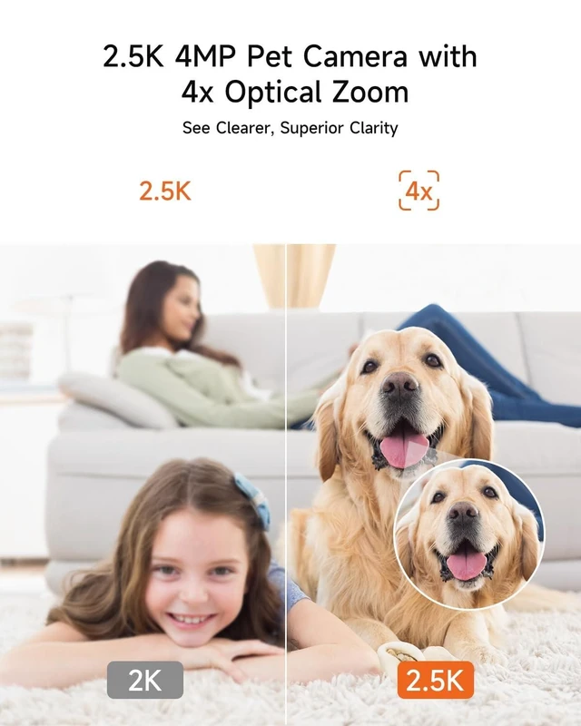 Alt view image 10 of 10 - 2.5K Camera for Home Security, Non-Subscription AI Human/Pet/Crying Detection, 4MP Dog/Cat/Pet Camera Indoor with Phone App, Pan Tilt 2.4G WiFi Indoor Cameras, IR Night Vision, Full Duplex 2-Way Audio