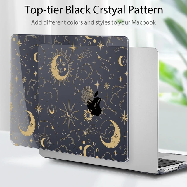 Alt view image 8 of 10 - Tuiklol for 2025 2024 2023 MacBook Air 15 inch Case M4 M3 M2 Chip, Model A3241 A3114 A2941 Hard Shell Case with Keyboard Cover & Screen Protector for MacBook 15.3'' Cover,Moons and Stars
