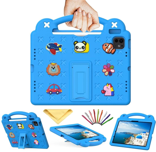 Alt view image 6 of 10 - UUcovers for iPad Air 11 inch Kids Case M3/M2 (2025/2024) & iPad Pro 11 Inch M4 Case 2024 with Pencil Holder/Handle/Kickstand Cute DIY Soft EVA Shockproof Stand Lightweight Tablet Cover,Sky Blue Bear