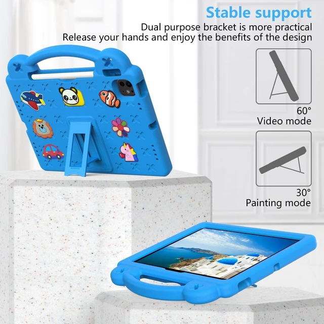 Alt view image 8 of 10 - UUcovers for iPad Air 11 inch Kids Case M3/M2 (2025/2024) & iPad Pro 11 Inch M4 Case 2024 with Pencil Holder/Handle/Kickstand Cute DIY Soft EVA Shockproof Stand Lightweight Tablet Cover,Sky Blue Bear
