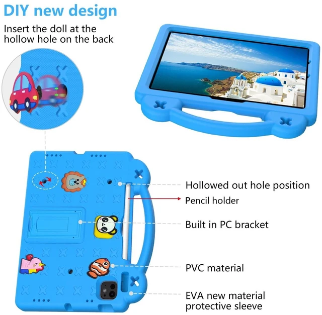 Alt view image 10 of 10 - UUcovers for iPad Air 11 inch Kids Case M3/M2 (2025/2024) & iPad Pro 11 Inch M4 Case 2024 with Pencil Holder/Handle/Kickstand Cute DIY Soft EVA Shockproof Stand Lightweight Tablet Cover,Sky Blue Bear