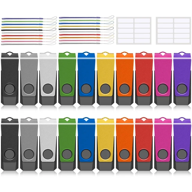 Alt view image 6 of 10 - USB Flash Drives 20 Pack 1GB Flash Drive AGECASH A USB 2.0 Thumb Drive Jump Zip Drive Flashdrive Memory Stick Pendrive for Data Storage & Transfer with 20PCS Lanyard (Multi-Colored 1GB)