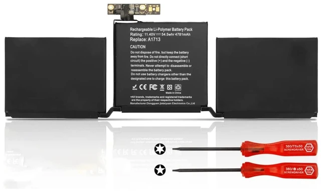 Alt view image 3 of 4 - HBFVG A1713 Laptop Battery Replacement for MacBook Pro 13" A1708 Late 2016 Mid 2017 EMC 2978 3164 MPXQ2LL/A MLL42B/A MLL42LL/A MLL42Y/A MLUQ2LL/A MPXQ2B/A MLL42FN/A MPXQ2D/A MPXQ2FN/A(11.4V 54.5Wh)
