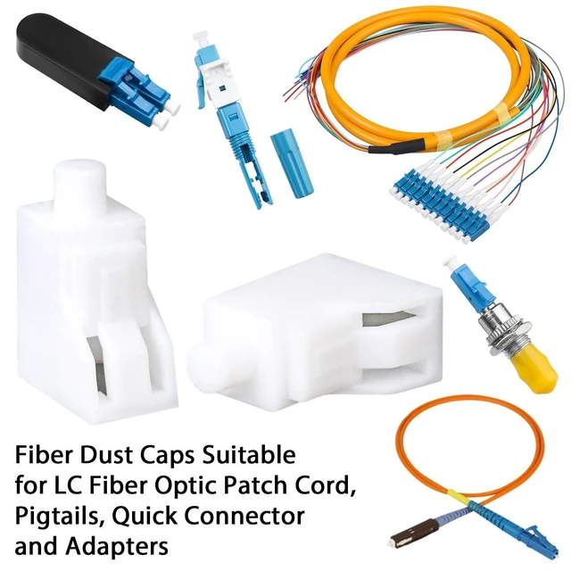 Alt view image 7 of 10 - Duogalia LC Fiber Optic Dust Caps, 100 Pack LC Simplex Dust Caps for Fiber Optic Quick Connector, Patch Cord, Pigtail and Adapter