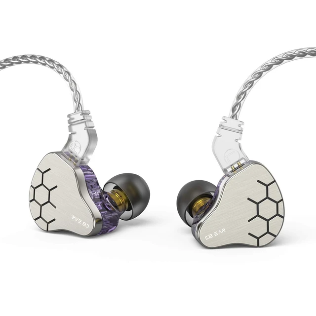 Alt view image 6 of 10 - Kinboofi KBEAR Lark in Ear Monitor 1BA 1DD, Dual Driver HiFi Earbud Headphone with 2 pin Cable for Musician Church (Lark Mauve, No Mic)